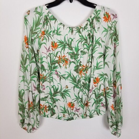 Anthropologie Women Cascais Tropical Floral Off The Shoulder Top Size XS Blouse - Picture 3 of 6